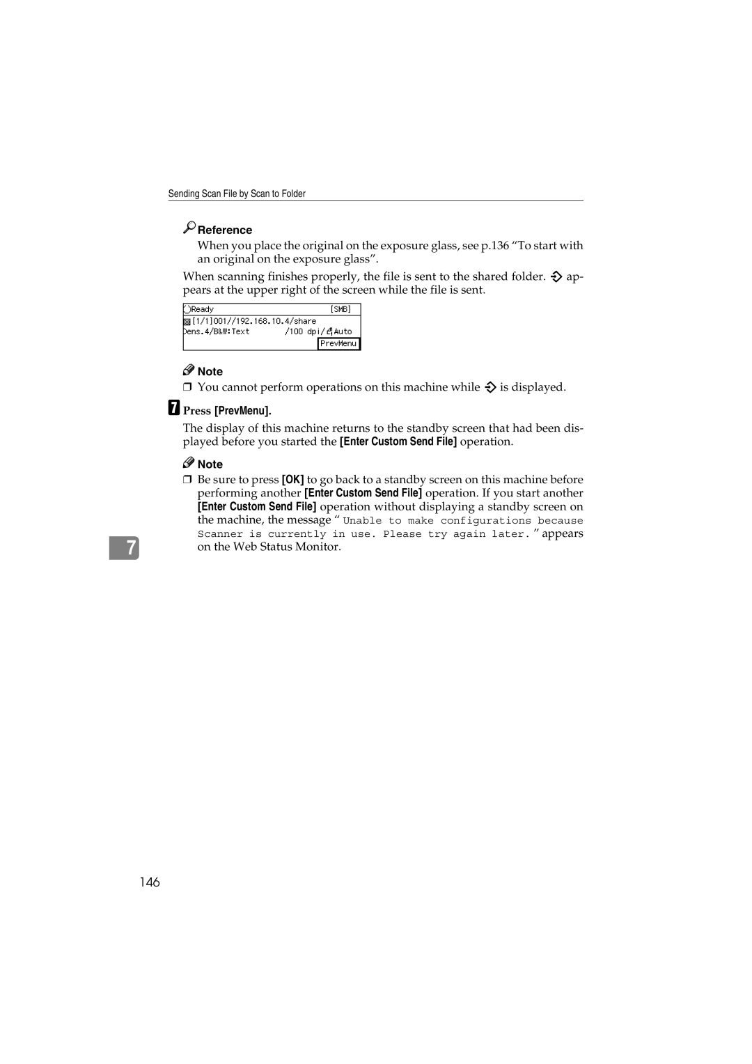 Ricoh IS300e operating instructions 146, Press PrevMenu 