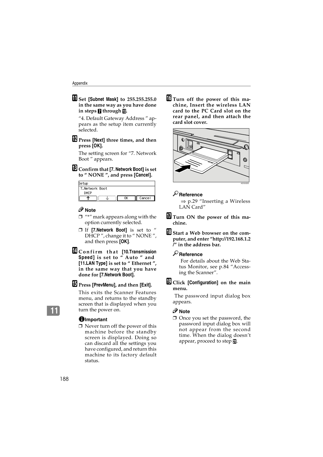 Ricoh IS300e operating instructions 188, If 7.Network Boot is set to, Done for 7.Network Boot 