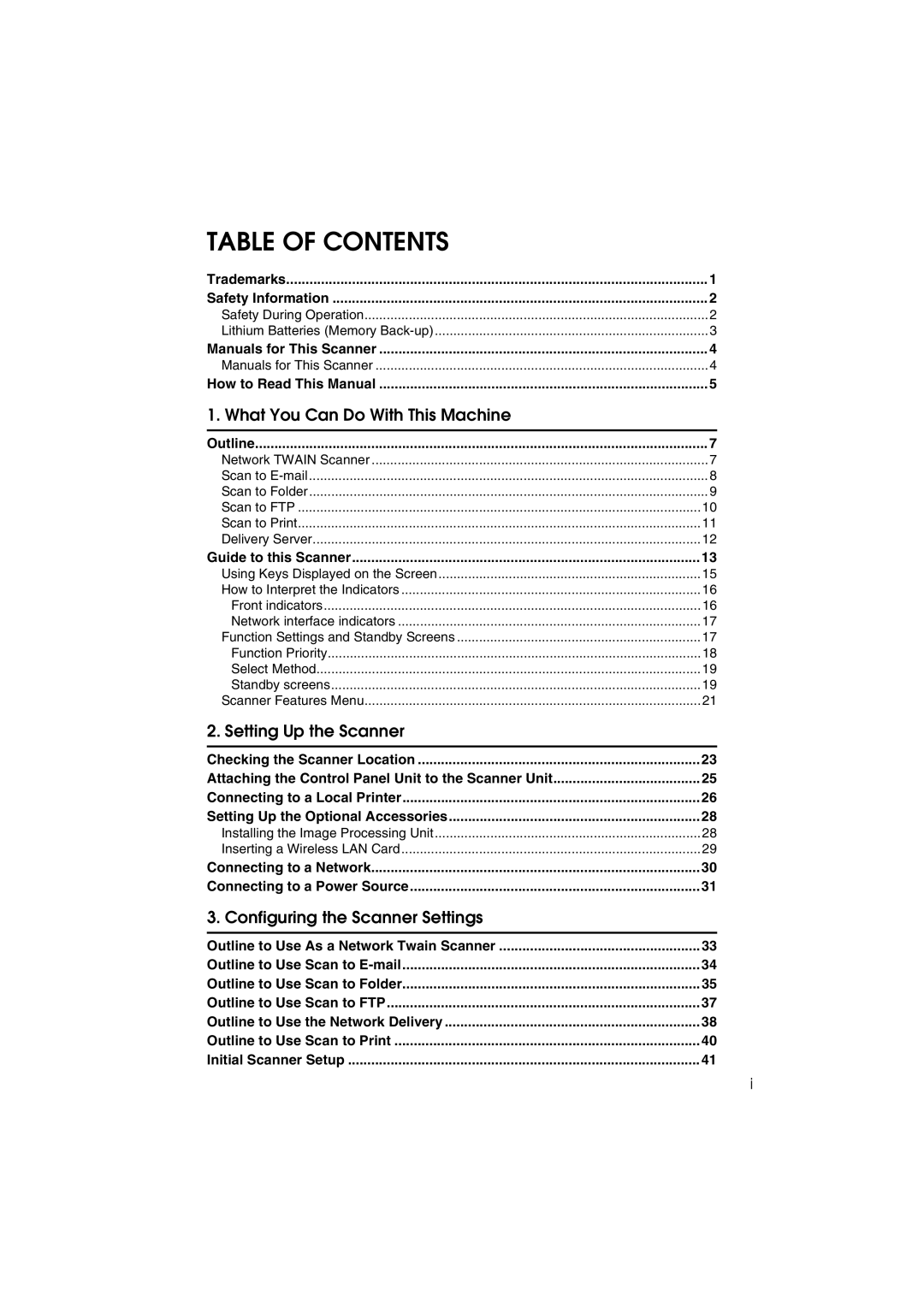 Ricoh IS300e operating instructions Table of Contents 