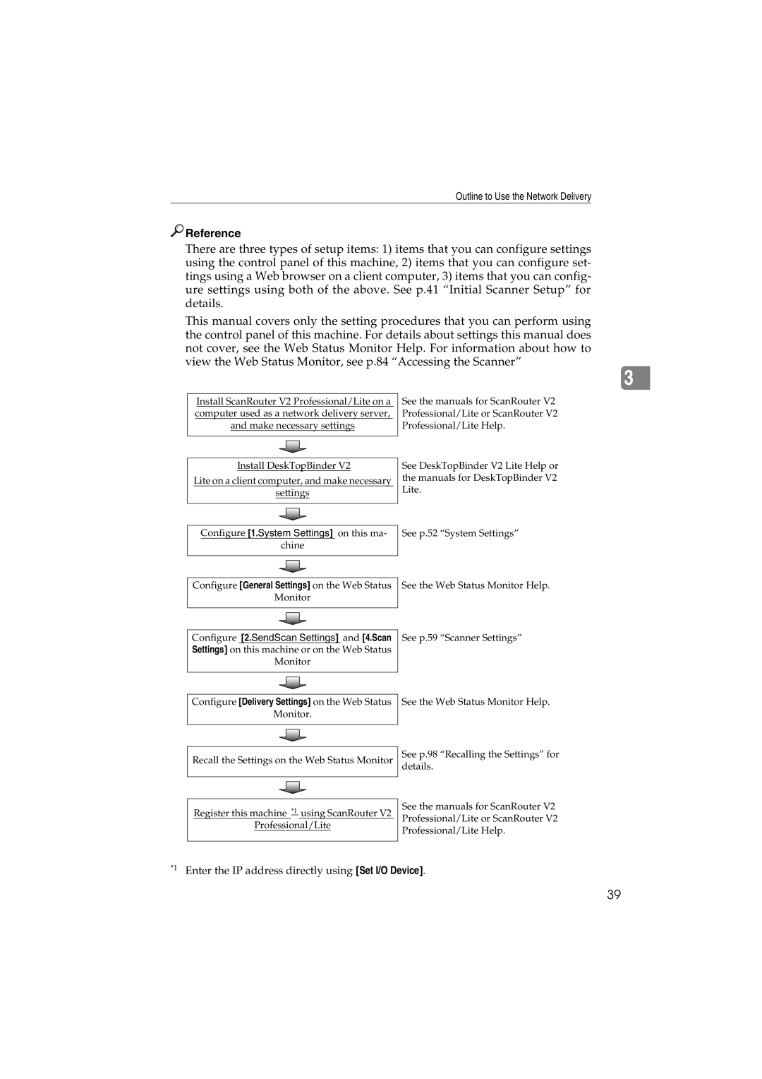 Ricoh IS300e operating instructions Enter the IP address directly using Set I/O Device 