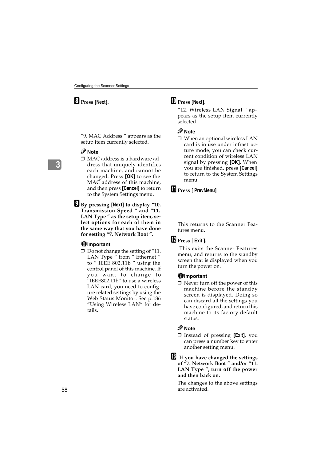 Ricoh IS300e operating instructions Press PrevMenu, Press Exit 