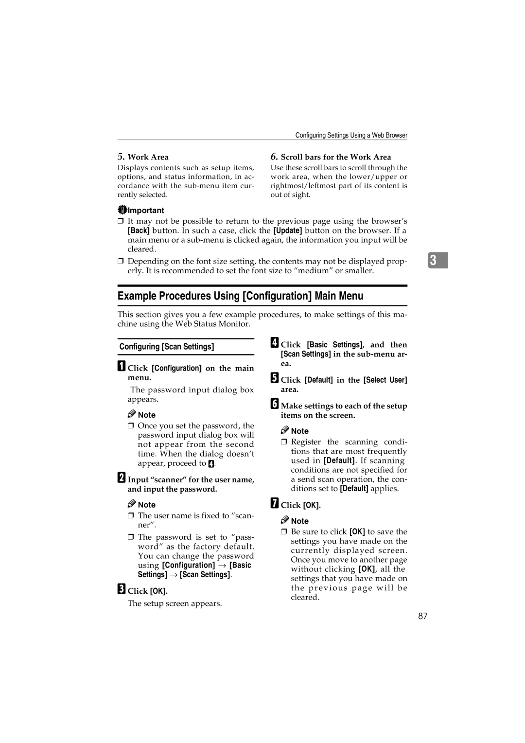 Ricoh IS300e Example Procedures Using Configuration Main Menu, Configuring Scan Settings, Click Default in the Select User 