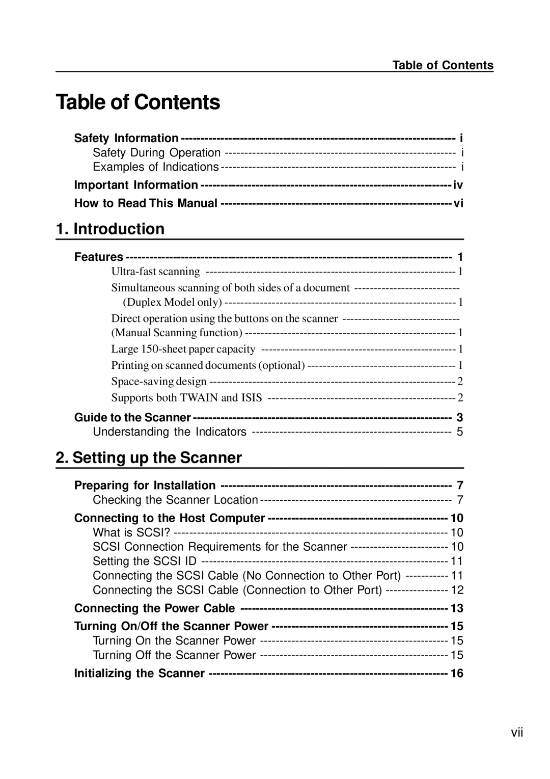 Ricoh IS450 operating instructions Table of Contents 