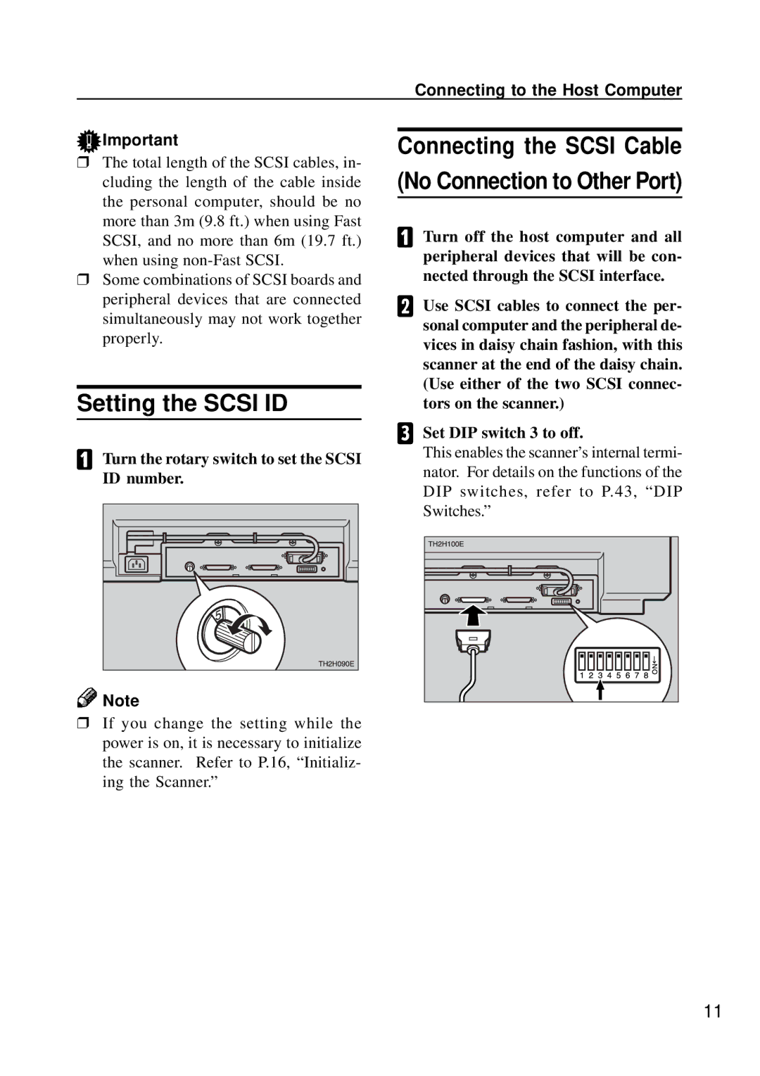 Ricoh IS450 Setting the Scsi ID, Connecting the Scsi Cable No Connection to Other Port, Connecting to the Host Computer 