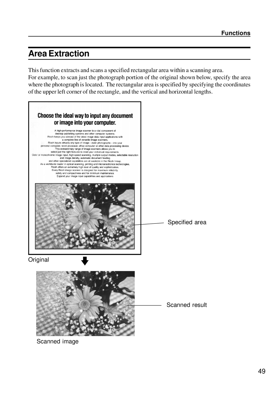 Ricoh IS450 operating instructions Area Extraction 