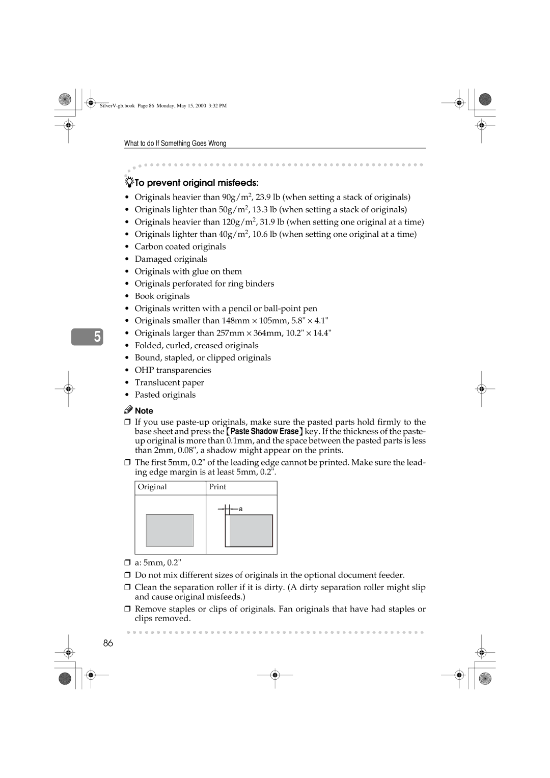 Ricoh JP1210, JP1250 operating instructions To prevent original misfeeds 