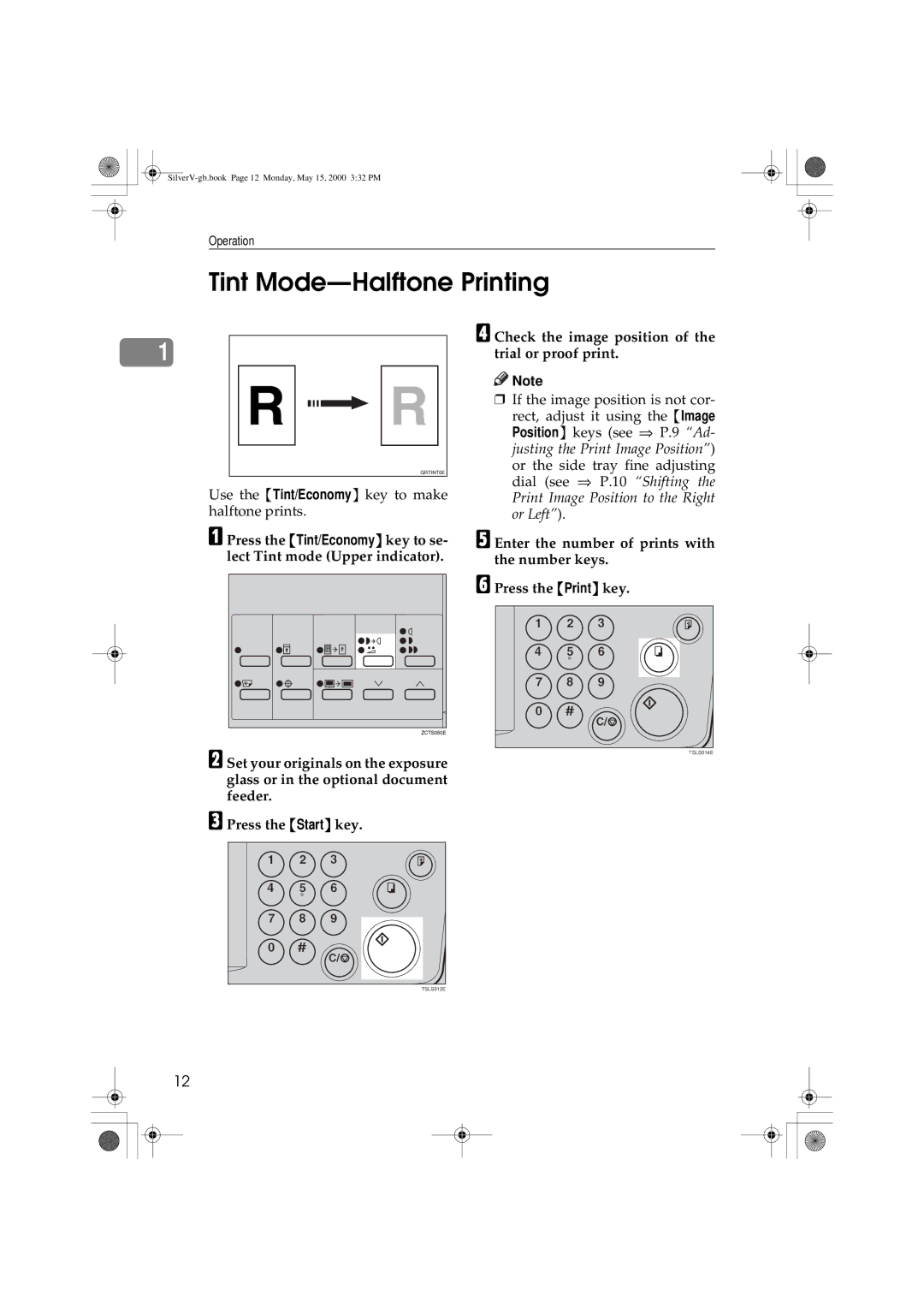 Ricoh JP1210, JP1250 operating instructions Tint Mode-Halftone Printing 