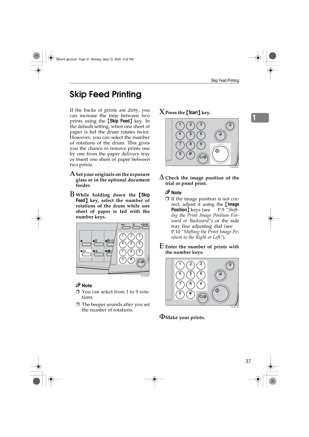 Ricoh JP1250, JP1210 operating instructions Skip Feed Printing 