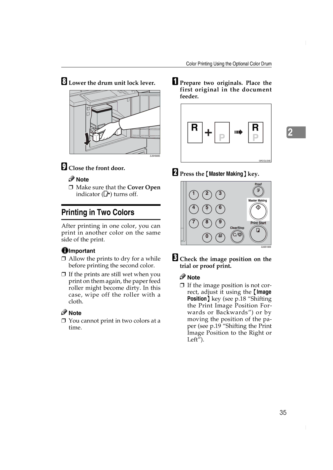 Ricoh JP730 manual Printing in Two Colors 