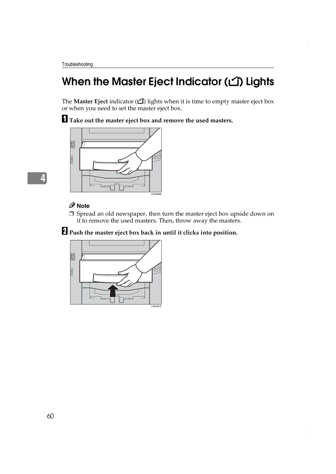 Ricoh JP730 manual When the Master Eject Indicator k Lights 