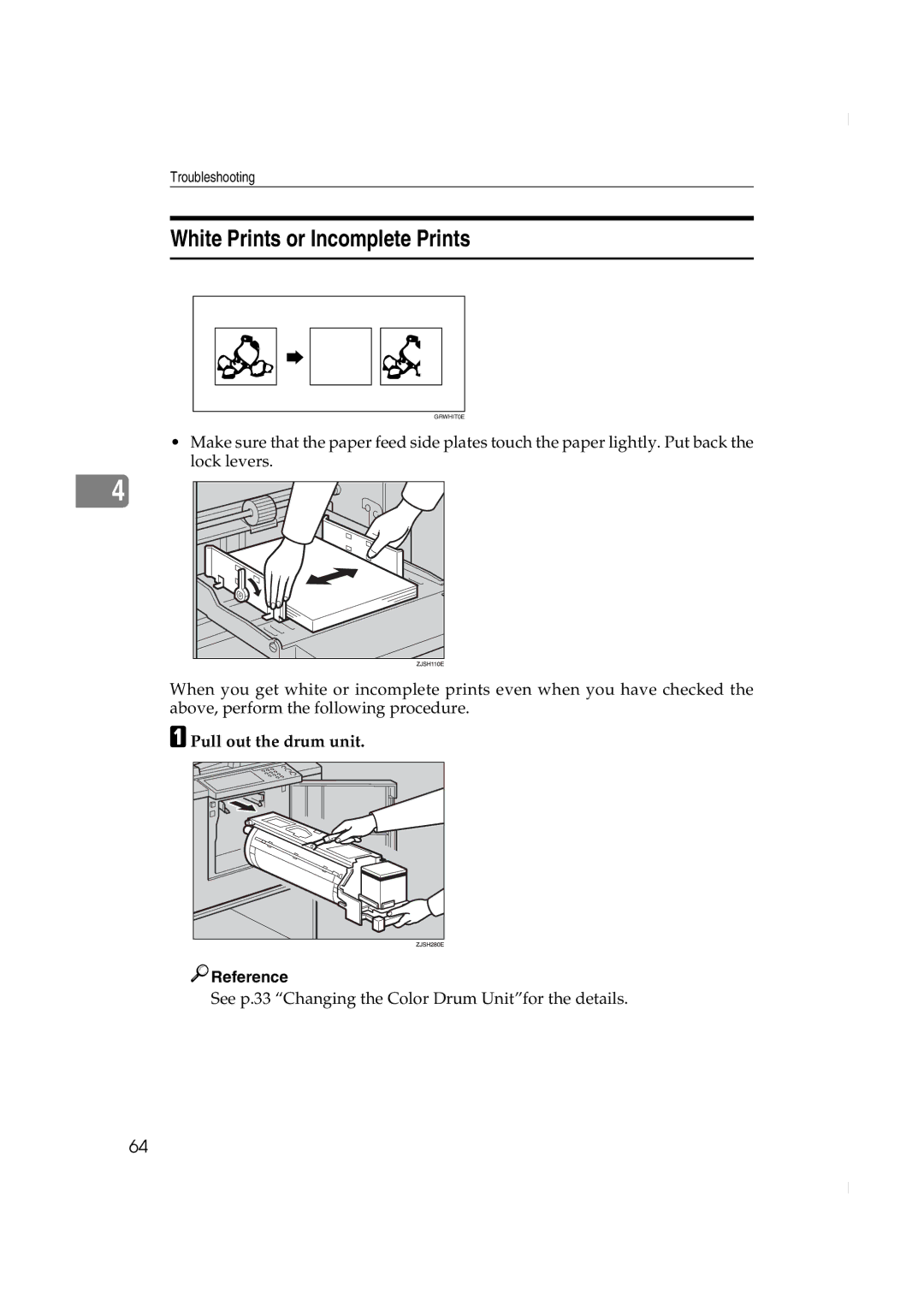 Ricoh JP730 manual White Prints or Incomplete Prints 