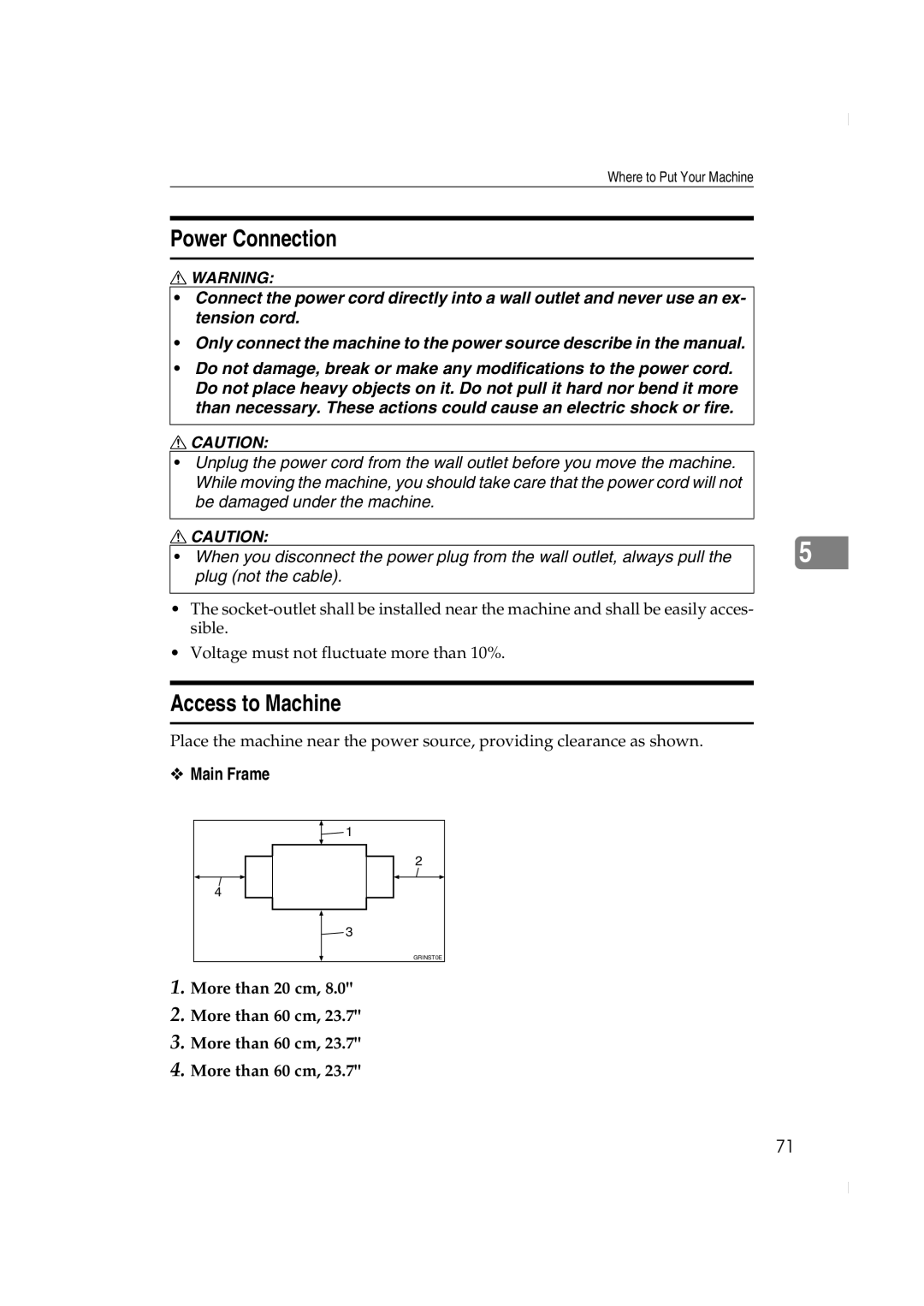 Ricoh JP730 manual Power Connection 