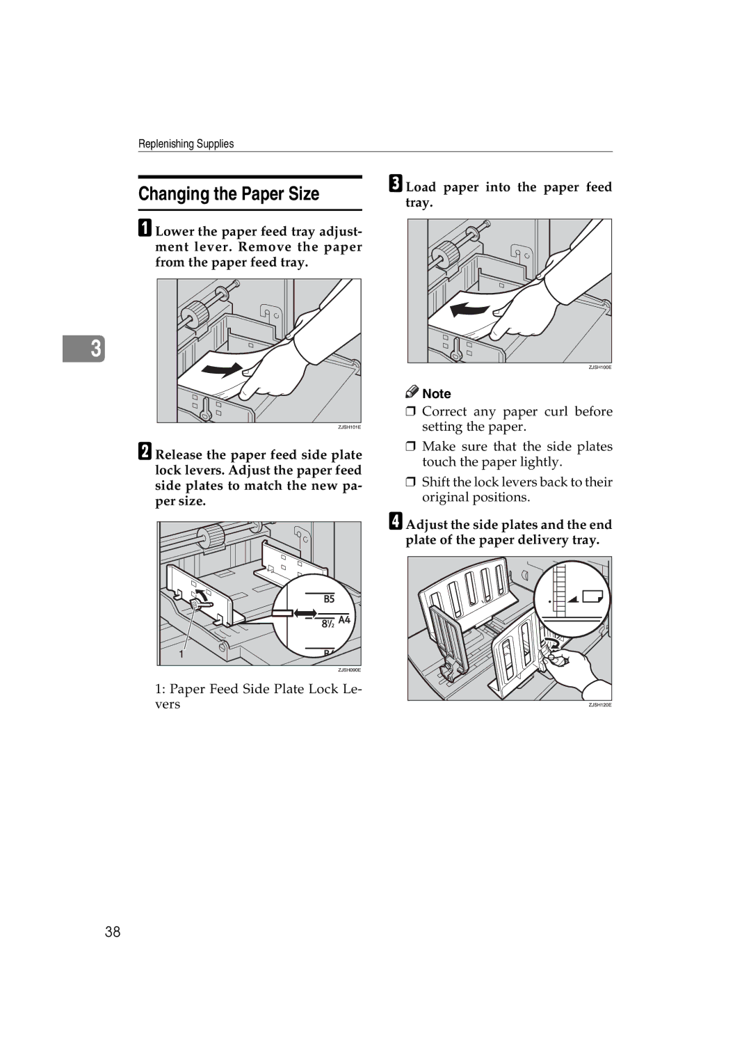 Ricoh JP730 manual Changing the Paper Size 