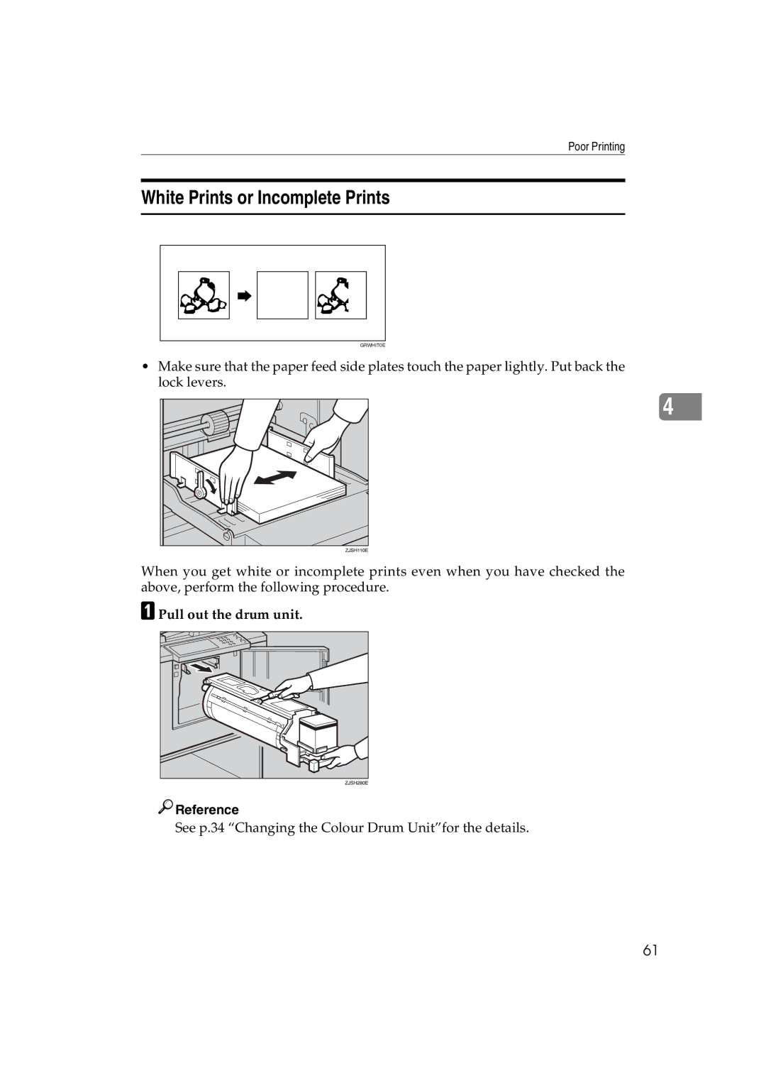 Ricoh JP730 manual White Prints or Incomplete Prints 