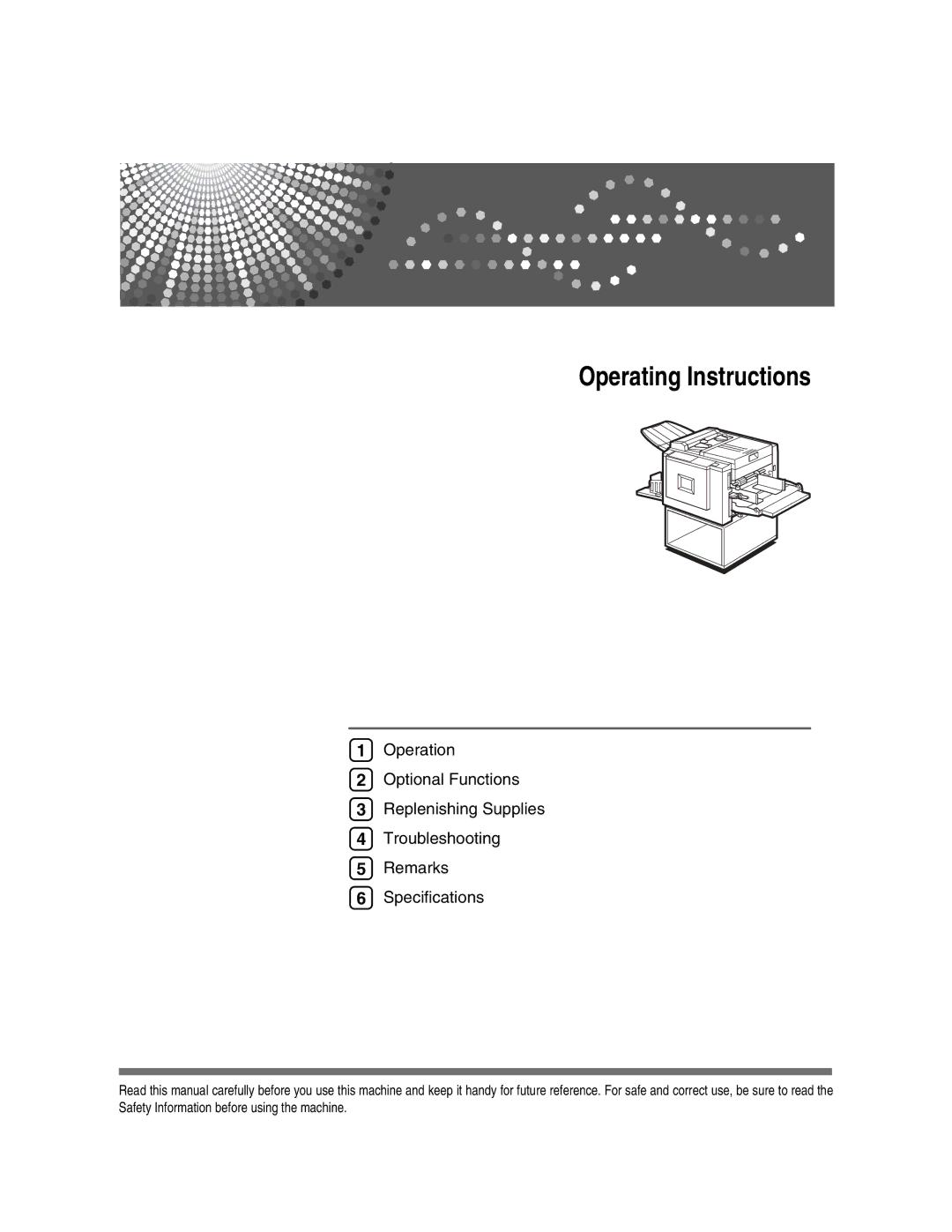 Ricoh JP730 manual Operating Instructions 