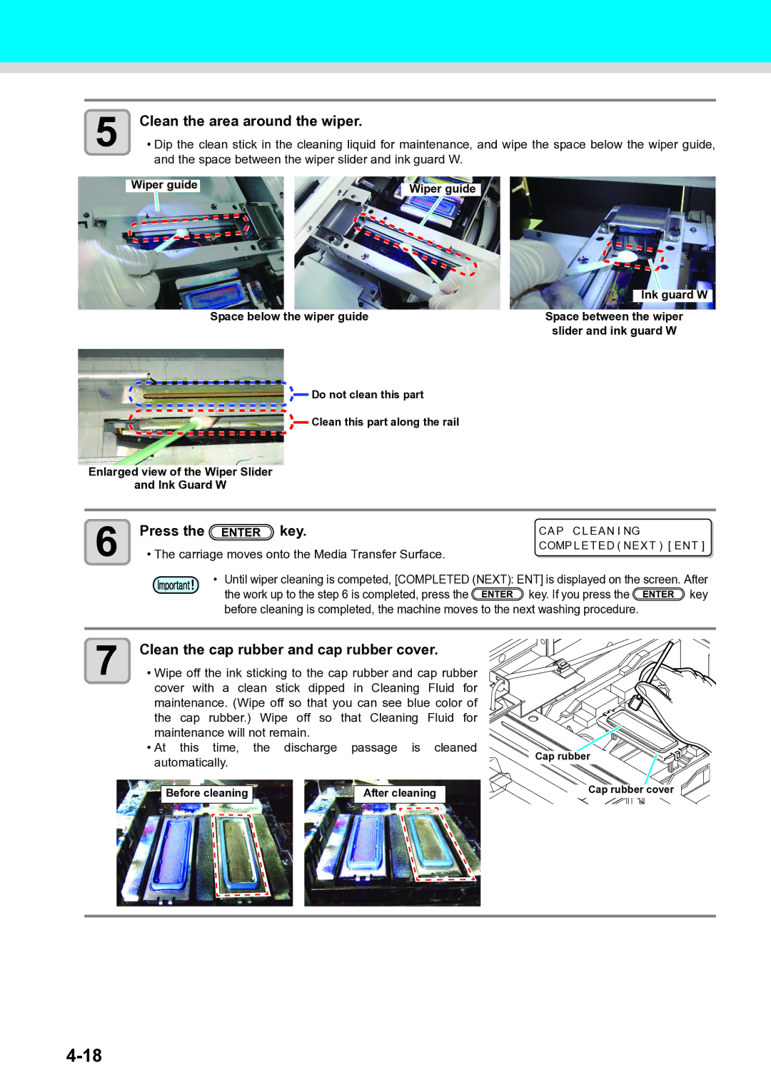 Ricoh L4130, L4160 operation manual Cap rubber. Wipe off so that Cleaning Fluid for 