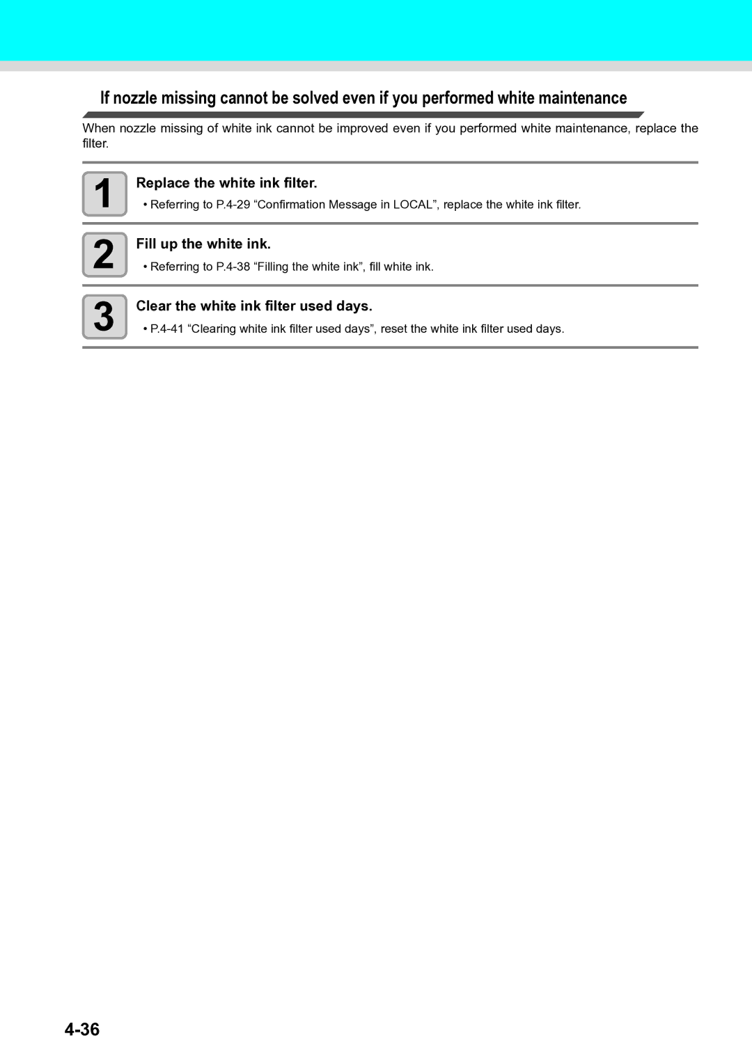 Ricoh L4130, L4160 operation manual Replace the white ink filter 