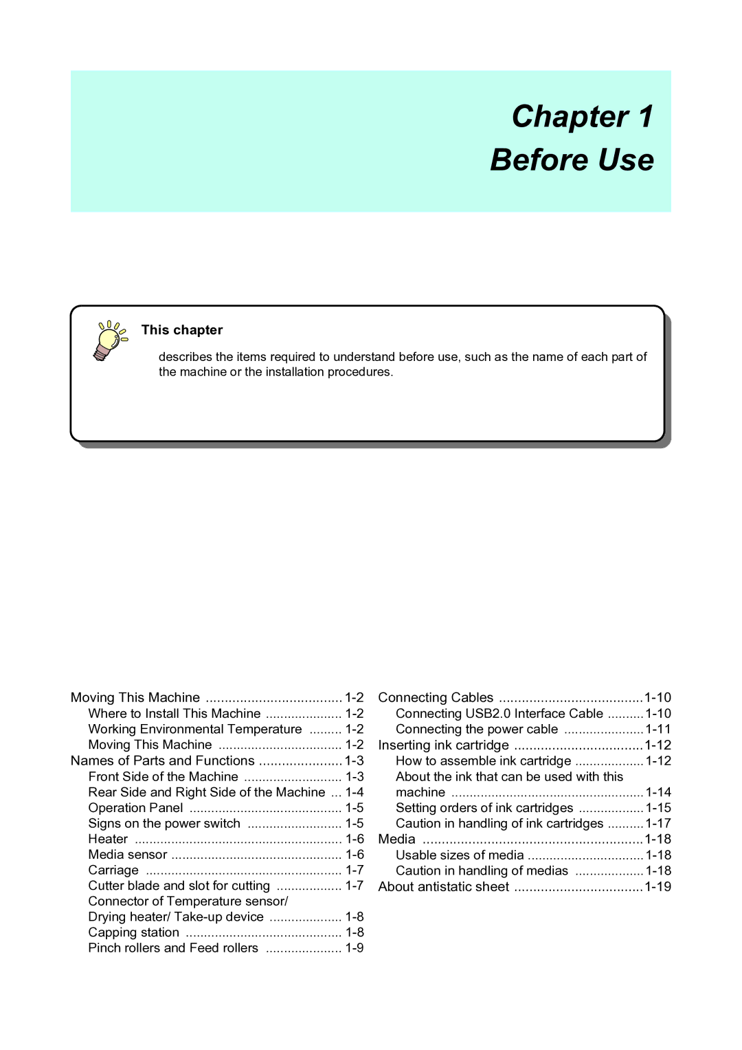 Ricoh L4160, L4130 operation manual Chapter Before Use, This chapter 