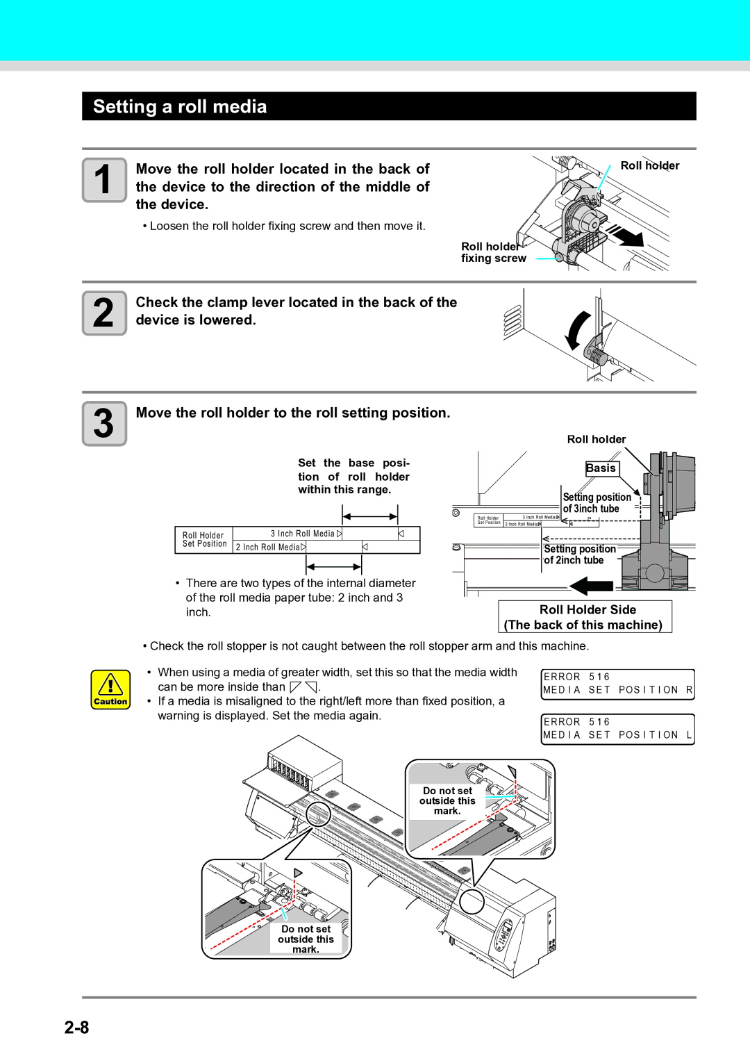 Ricoh L4130, L4160 operation manual Setting a roll media 