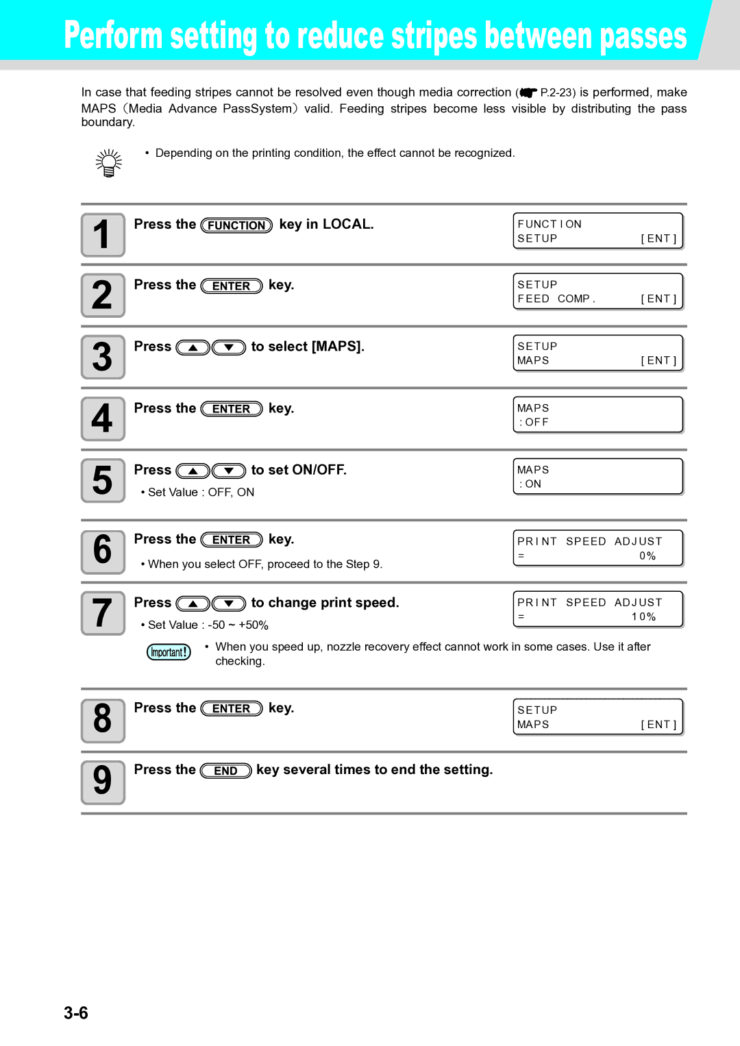 Ricoh L4130, L4160 operation manual Press To select Maps, Press To set ON/OFF, Press To change print speed 