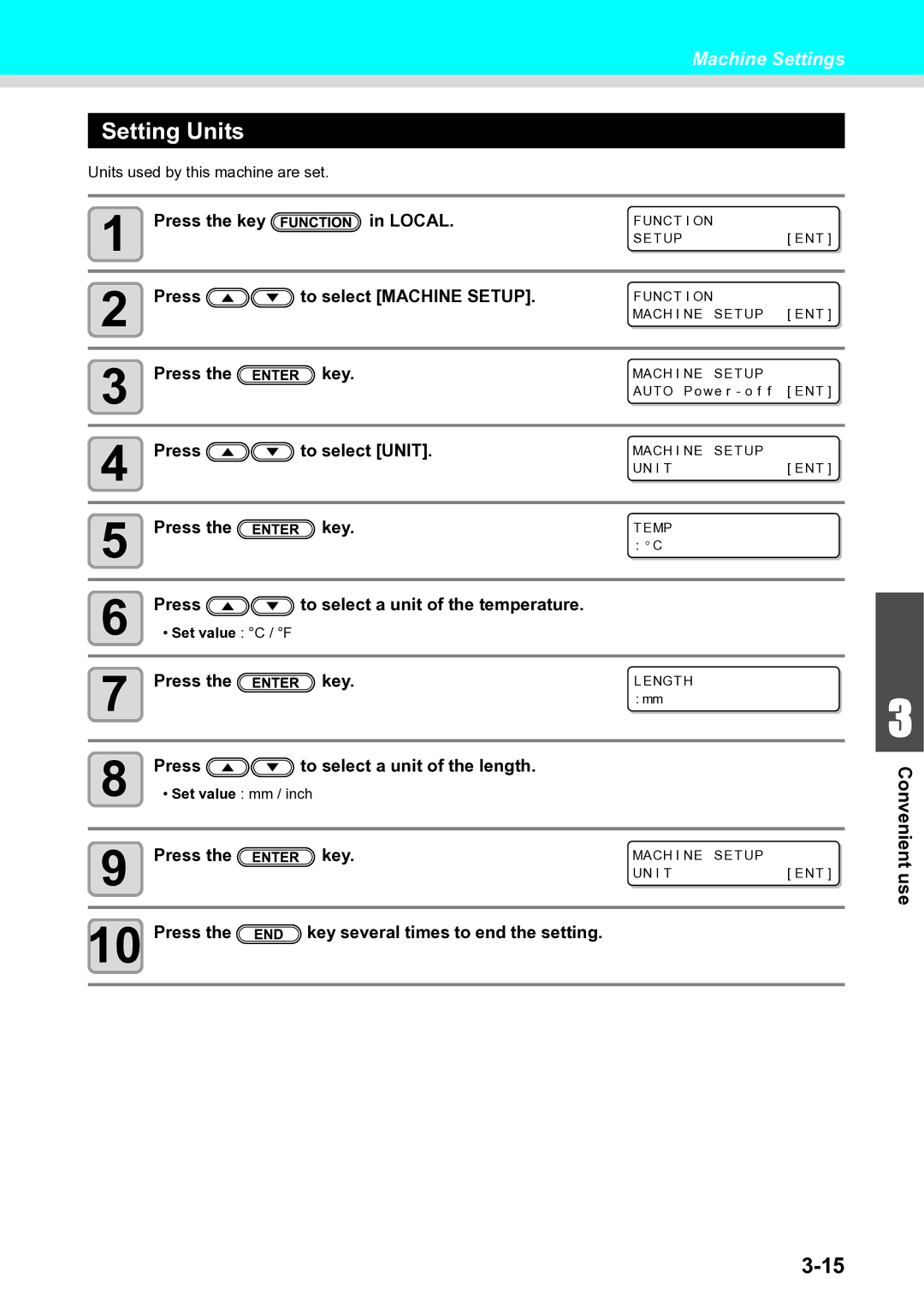 Ricoh L4160, L4130 operation manual Setting Units 