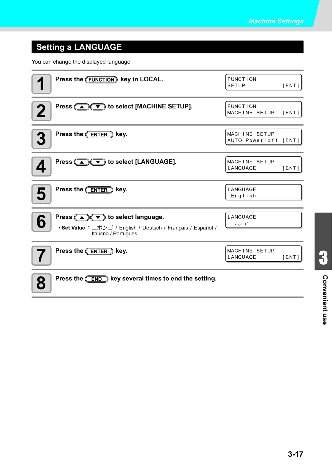 Ricoh L4160, L4130 operation manual Setting a Language, Press To select Language 