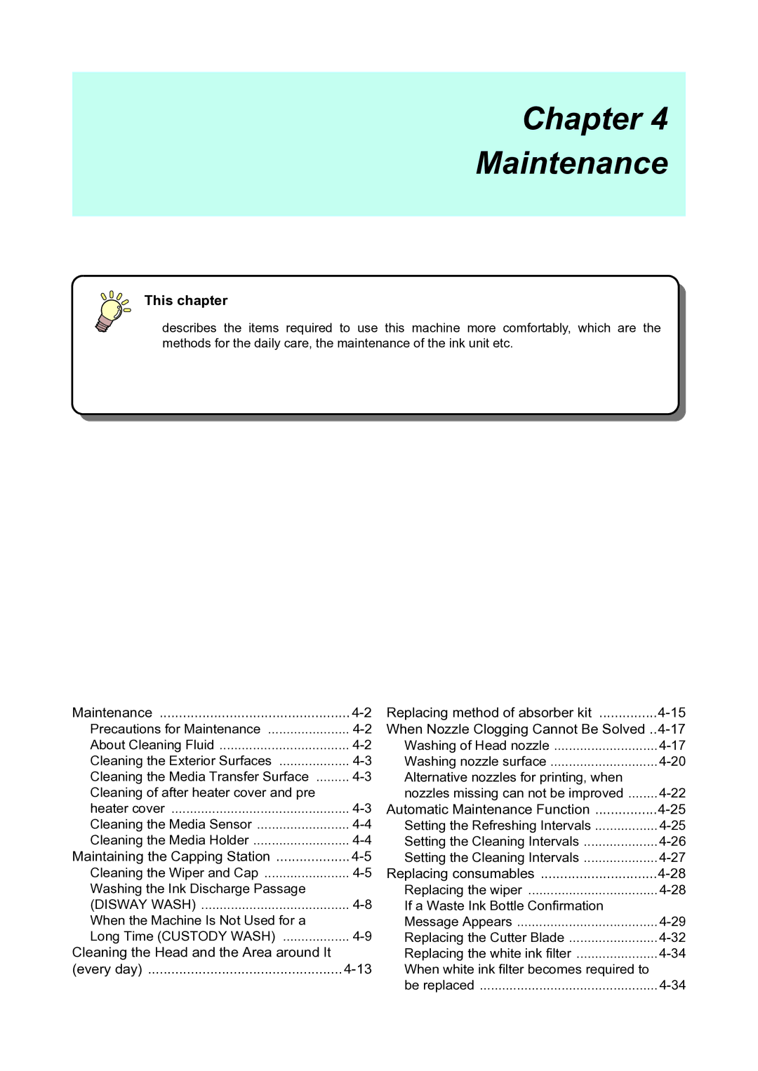 Ricoh L4160, L4130 operation manual Chapter Maintenance 