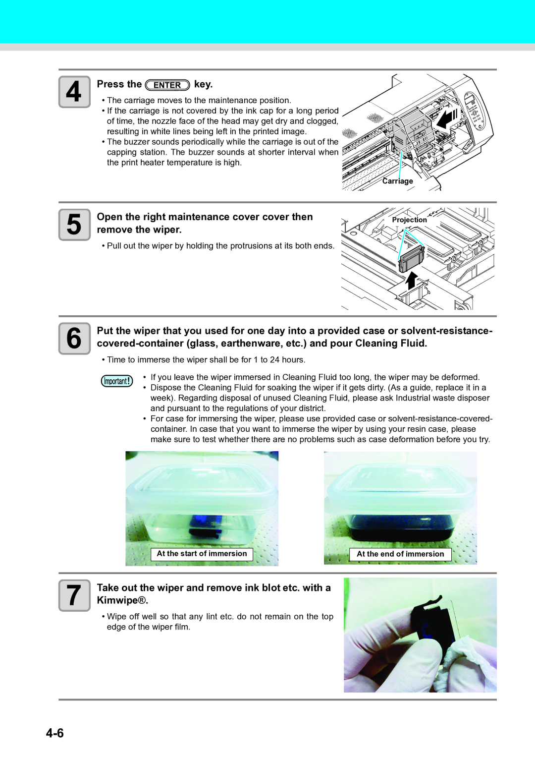 Ricoh L4130, L4160 operation manual Remove the wiper, Kimwipe, Open the right maintenance cover cover then 