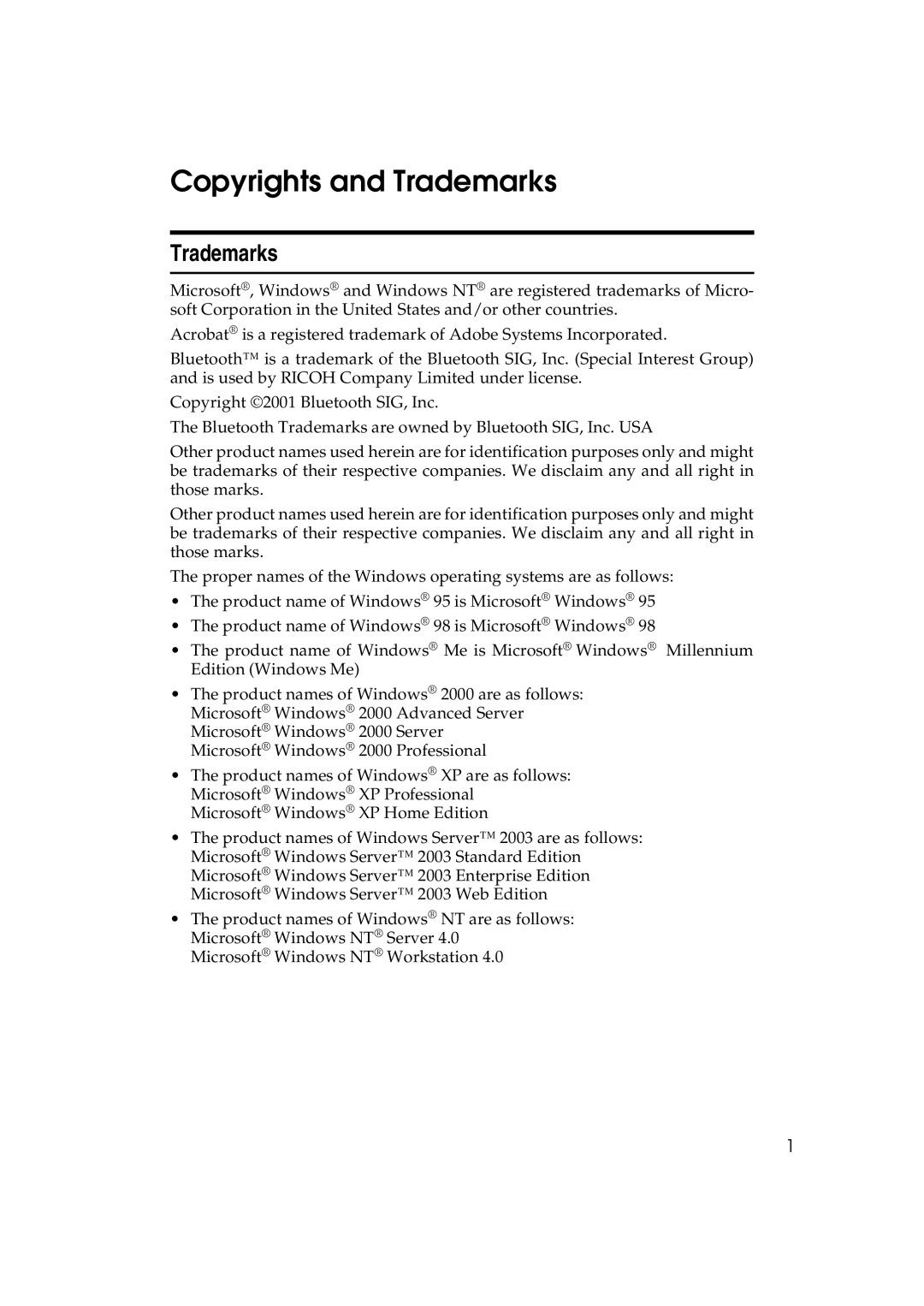 Ricoh LD122, LD127, DSm622, DSm627 specifications Copyrights and Trademarks 