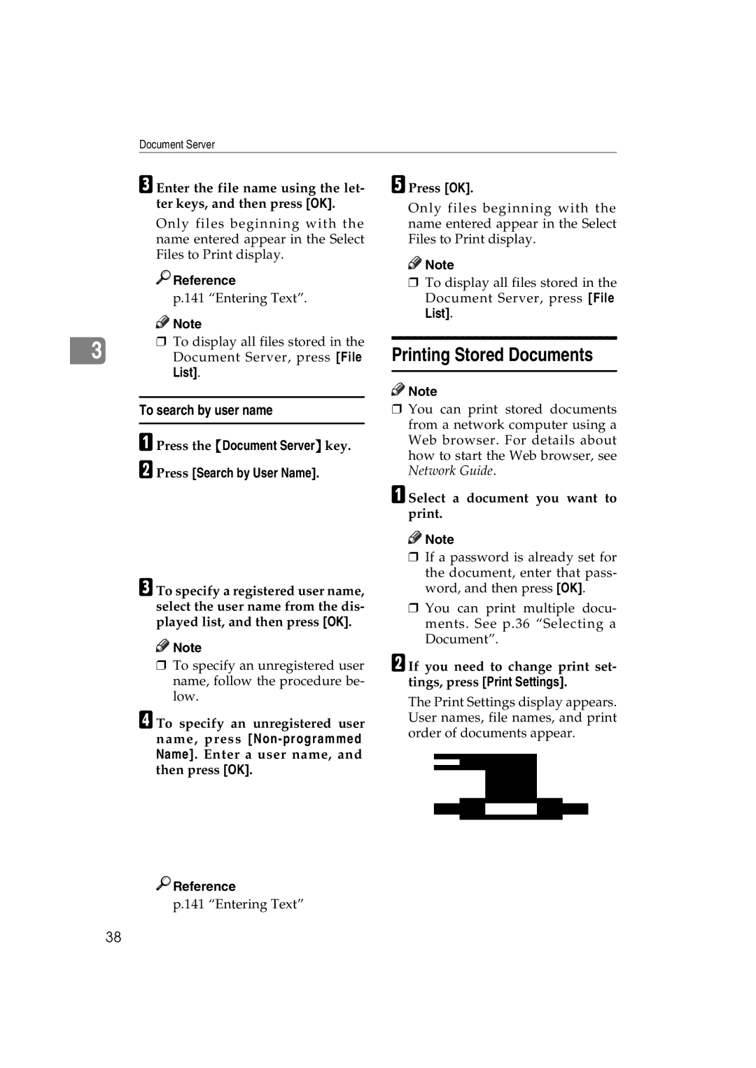 Ricoh DSm622 Printing Stored Documents, To search by user name, To display all files stored, Document Server, press File 