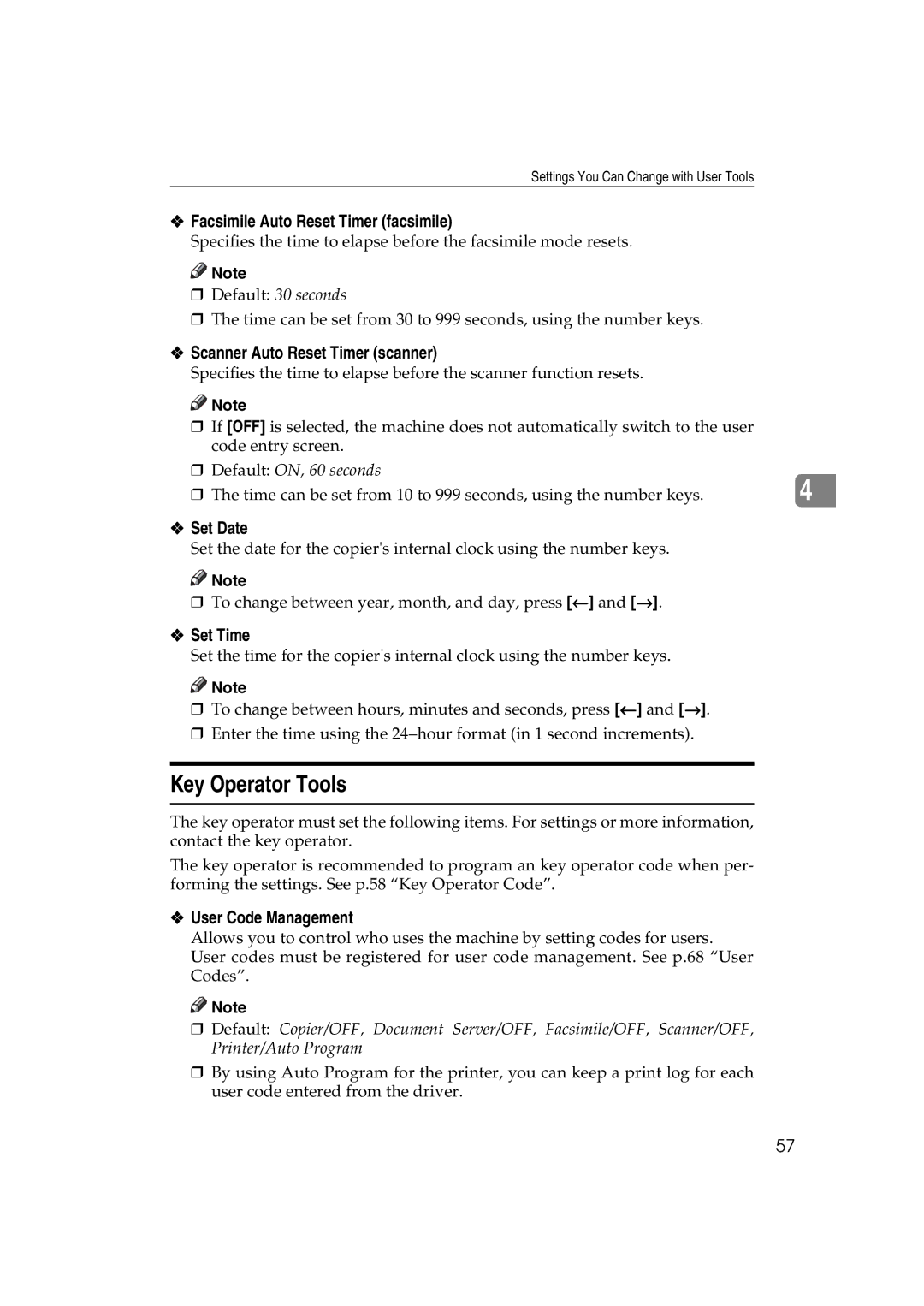 Ricoh LD122, LD127, DSm622, DSm627 specifications Key Operator Tools 