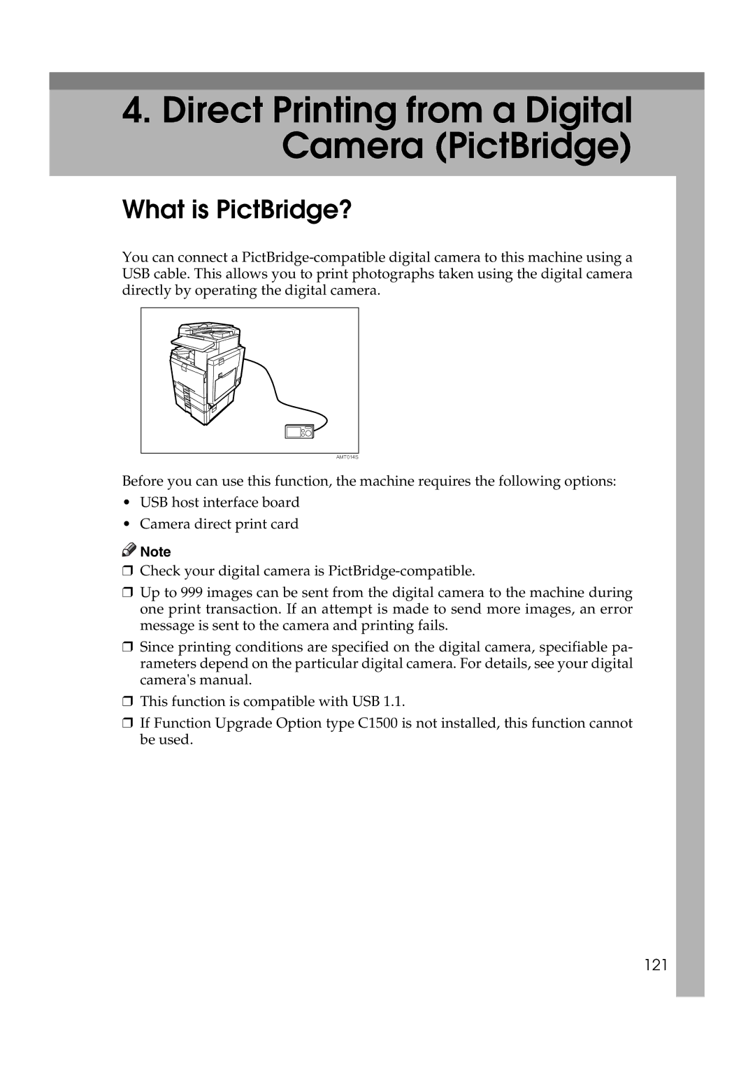 Ricoh LD215c, GS 106, SGC 1506 appendix What is PictBridge?, 121 