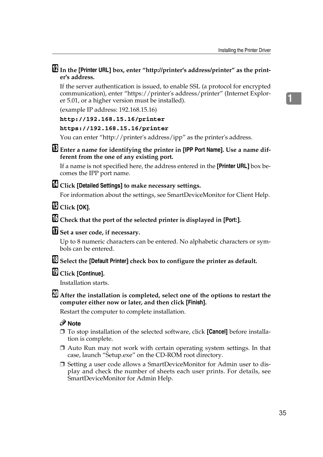 Ricoh GS 106, LD215c, SGC 1506 appendix Click Detailed Settings to make necessary settings, Click Continue 