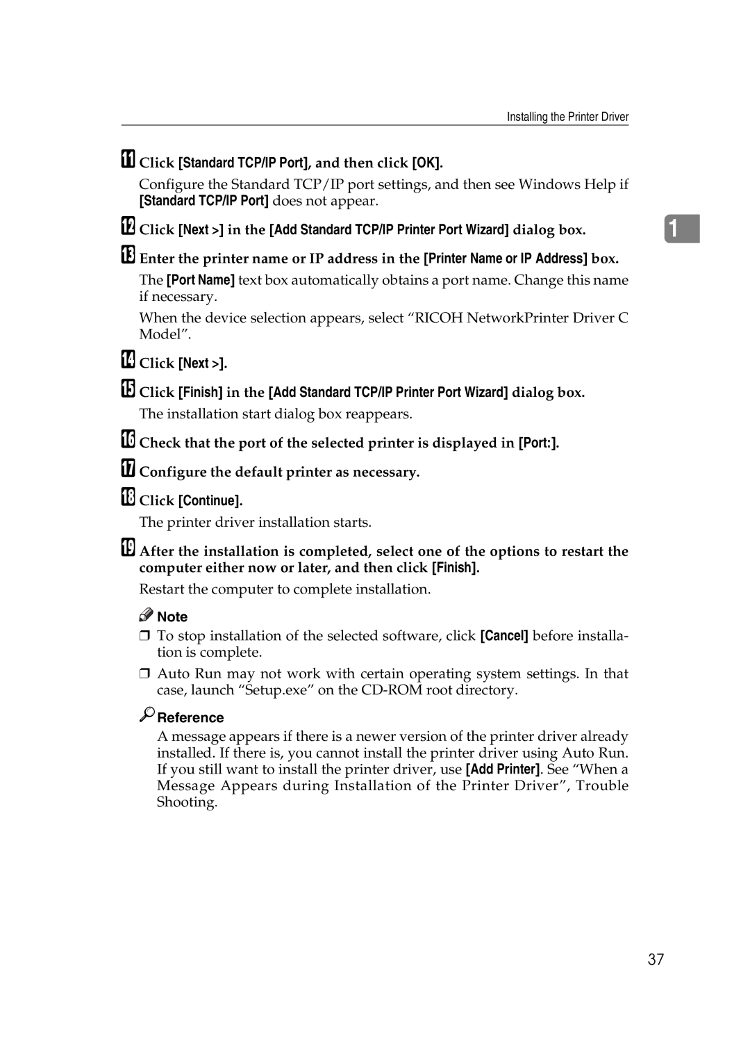 Ricoh LD215c, GS 106, SGC 1506 appendix Click Standard TCP/IP Port, and then click OK 