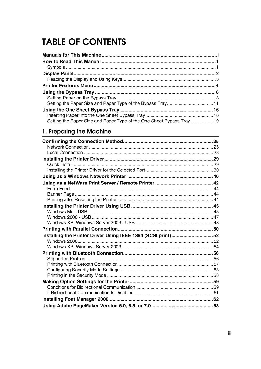 Ricoh SGC 1506, LD215c, GS 106 appendix Table of Contents 