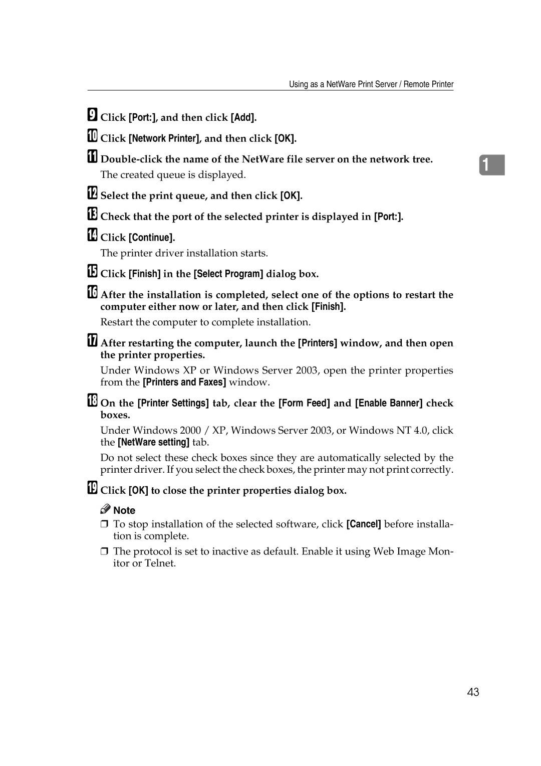 Ricoh LD215c, GS 106 Click Finish in the Select Program dialog box, Click OK to close the printer properties dialog box 