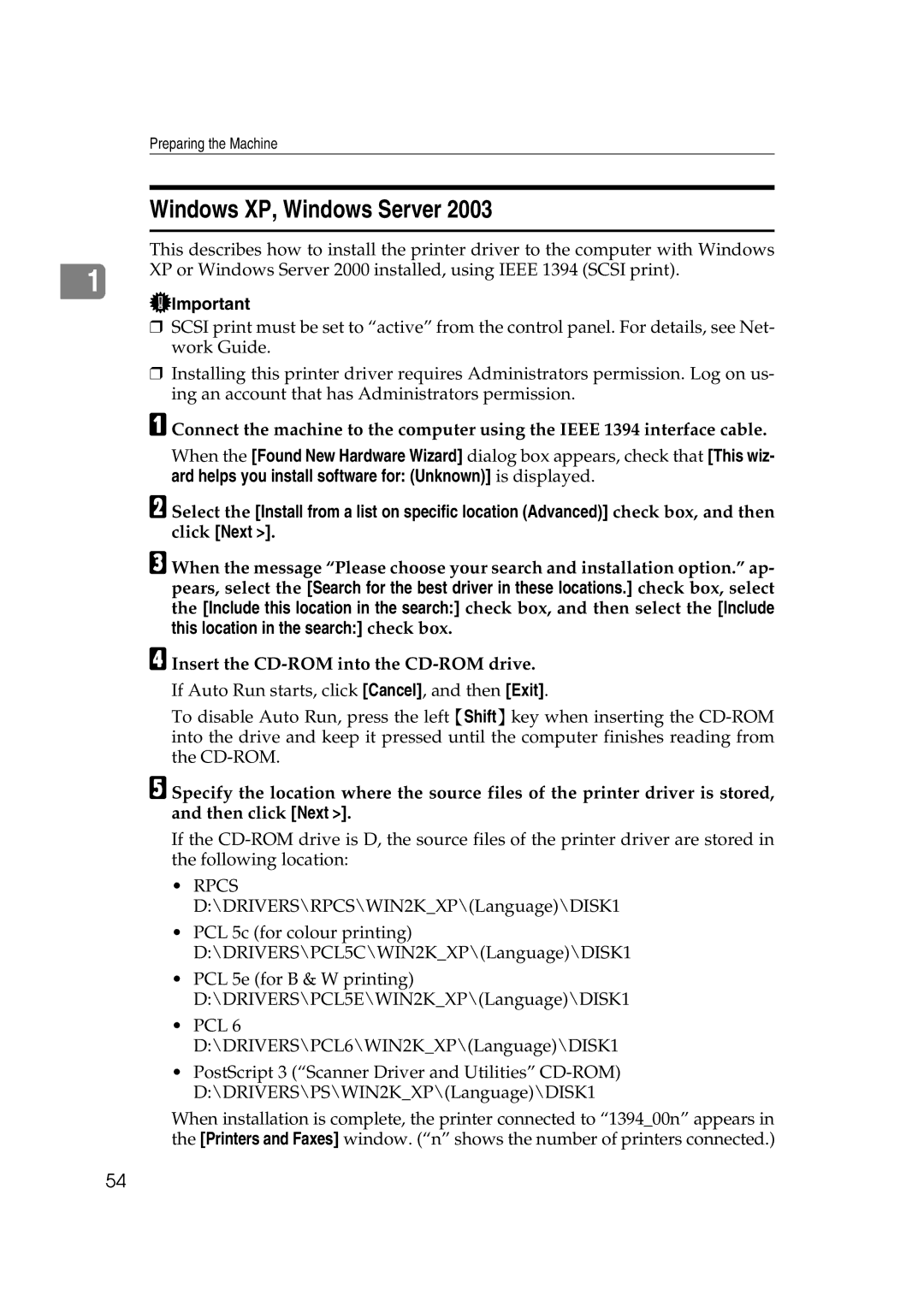 Ricoh SGC 1506, LD215c, GS 106 appendix Windows XP, Windows Server 