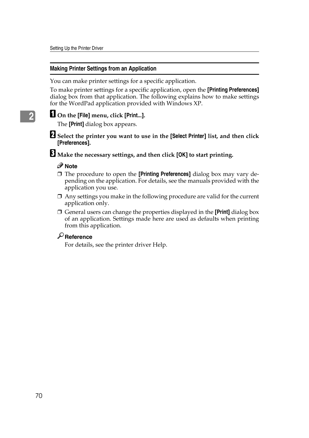 Ricoh LD215c, GS 106, SGC 1506 appendix Making Printer Settings from an Application 