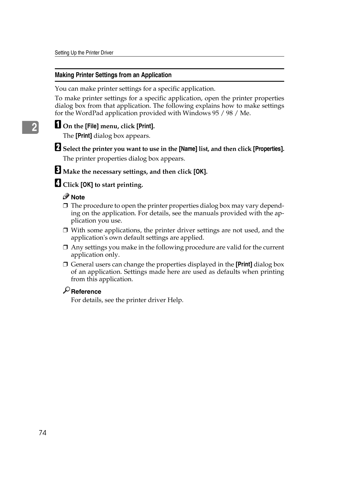 Ricoh GS 106, LD215c, SGC 1506 appendix Making Printer Settings from an Application 