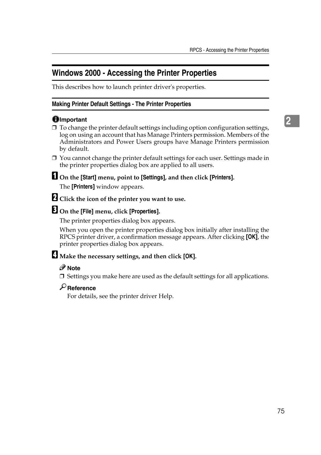 Ricoh SGC 1506, LD215c, GS 106 appendix This describes how to launch printer drivers properties 