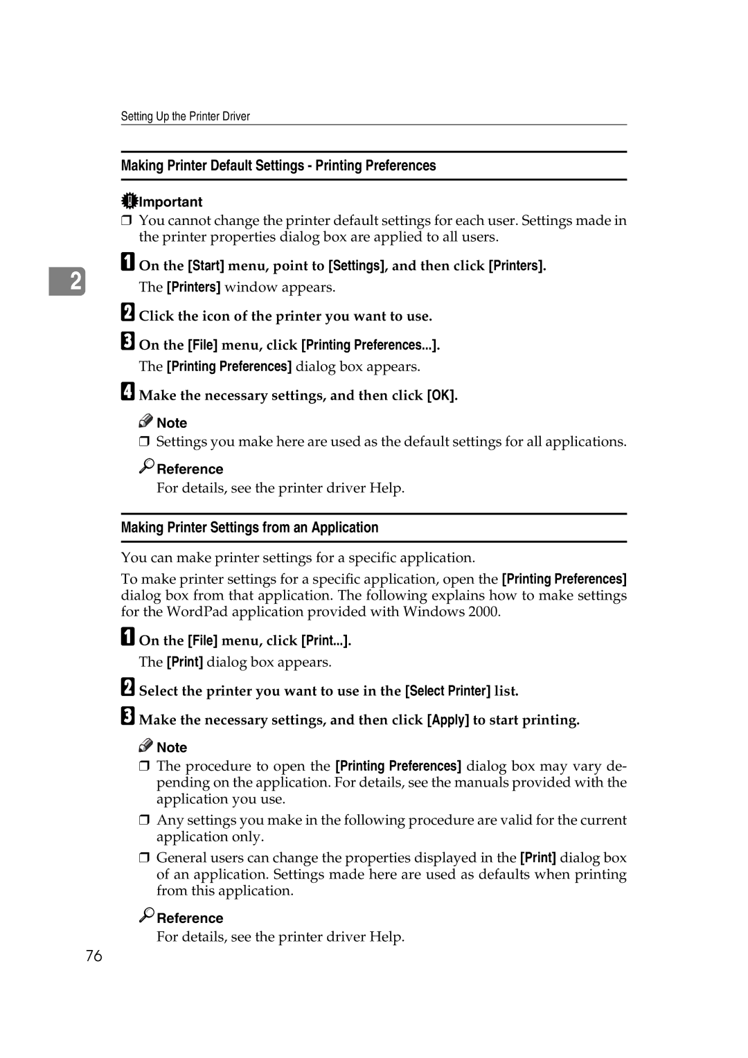 Ricoh LD215c, GS 106, SGC 1506 appendix Making Printer Default Settings Printing Preferences, Printers window appears 