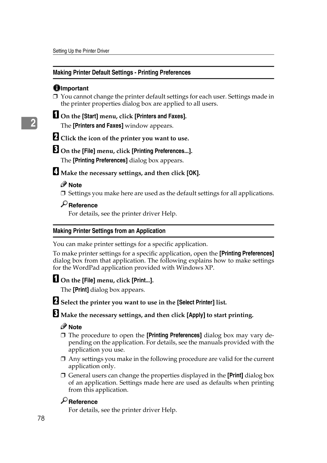 Ricoh SGC 1506, LD215c, GS 106 appendix Making Printer Default Settings Printing Preferences 