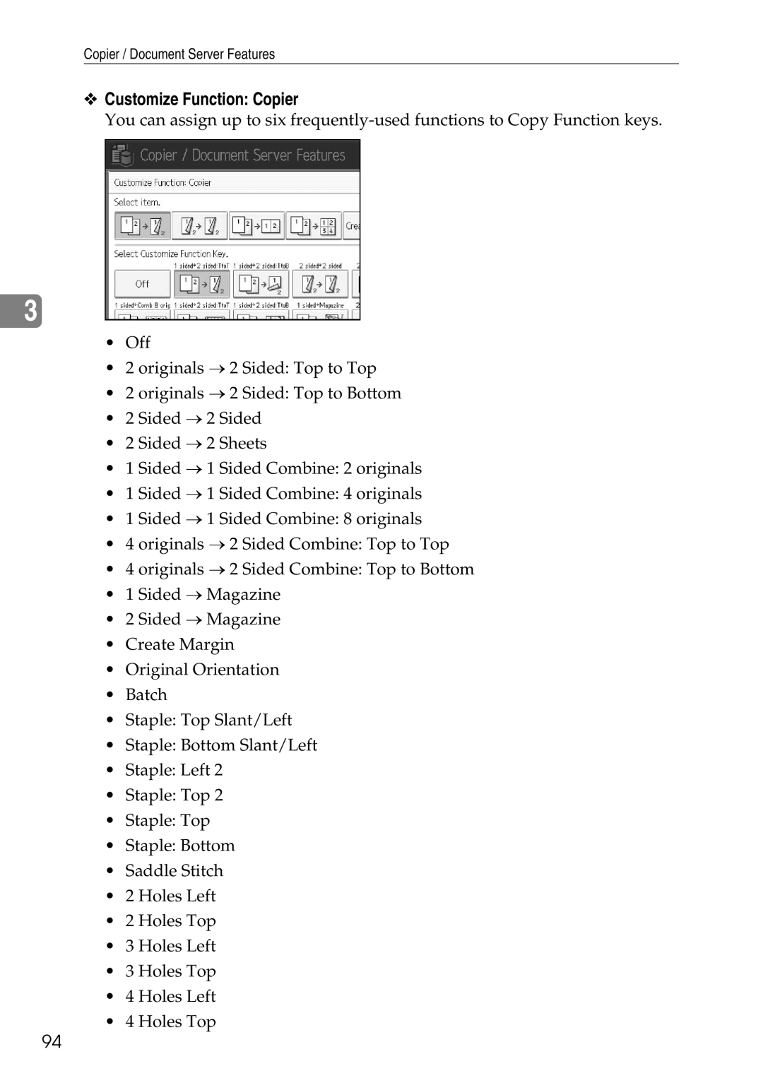 Ricoh LD435c operating instructions Customize Function Copier 