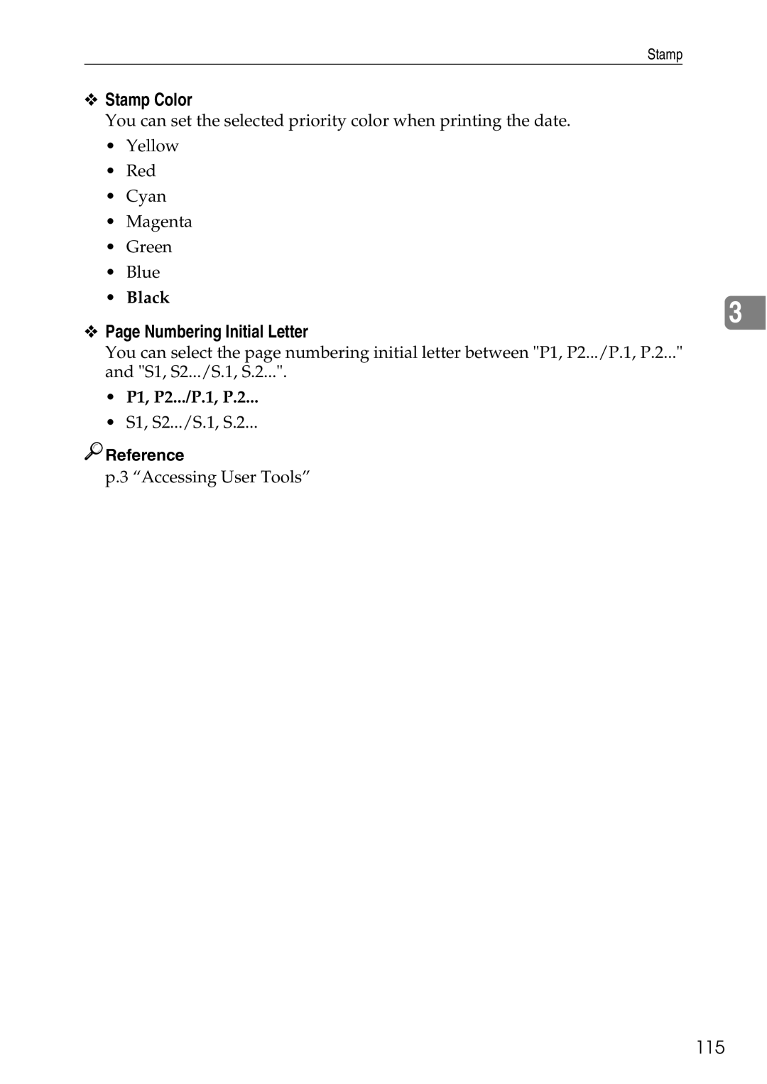 Ricoh LD435c operating instructions Numbering Initial Letter, 115, P1, P2.../P.1, P.2 