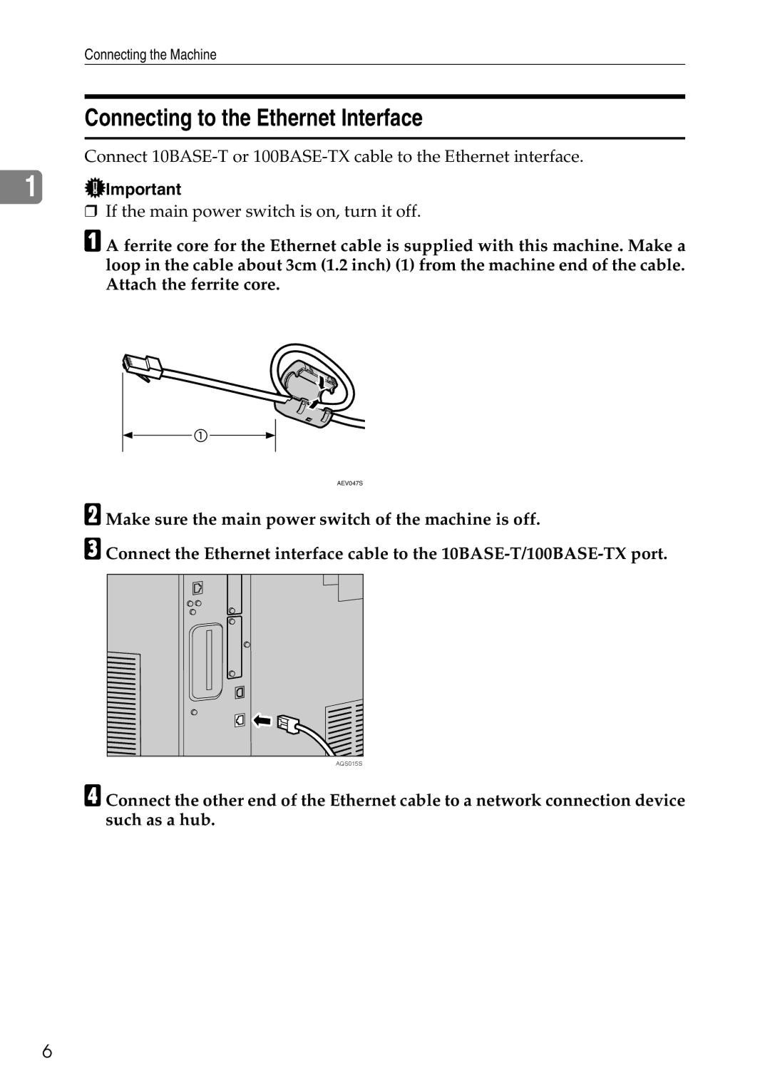 Ricoh LD435c operating instructions Connecting to the Ethernet Interface 