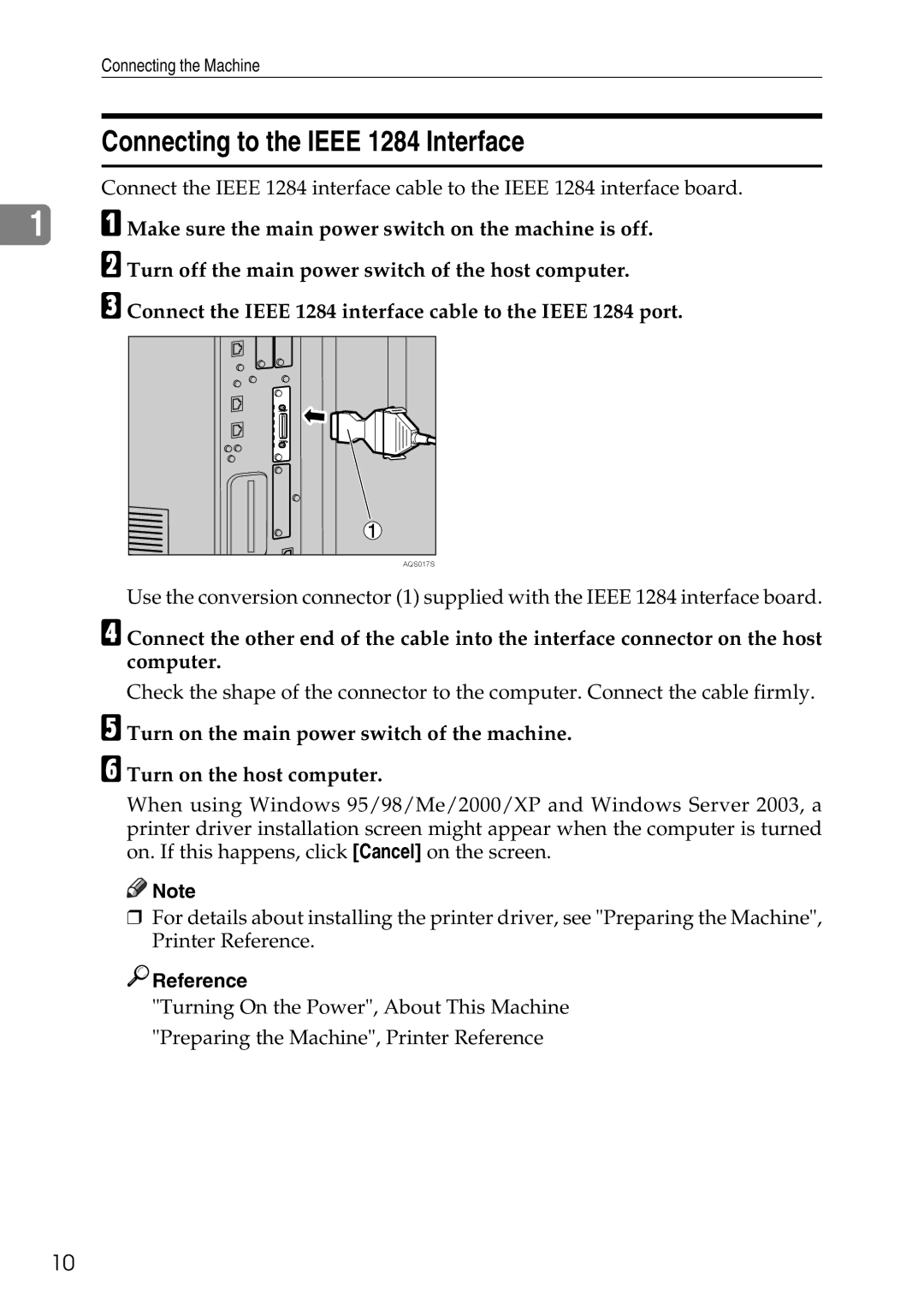 Ricoh LD435c operating instructions Connecting to the Ieee 1284 Interface 