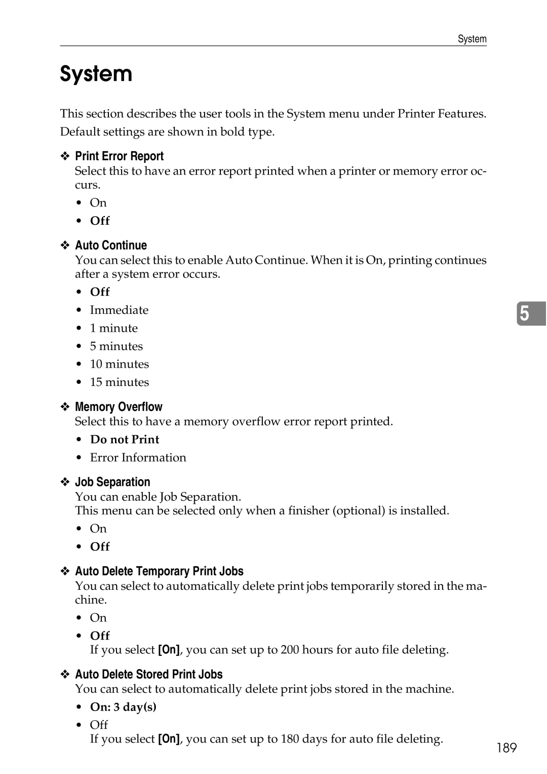 Ricoh LD435c operating instructions System 