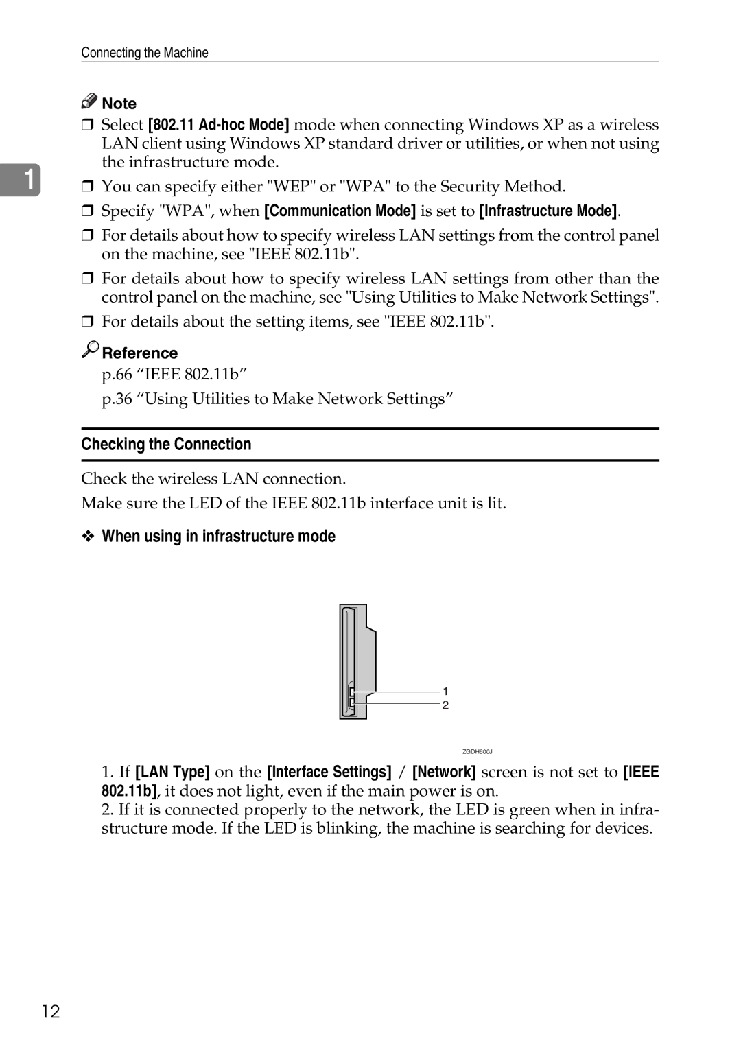 Ricoh LD435c operating instructions Checking the Connection, When using in infrastructure mode 