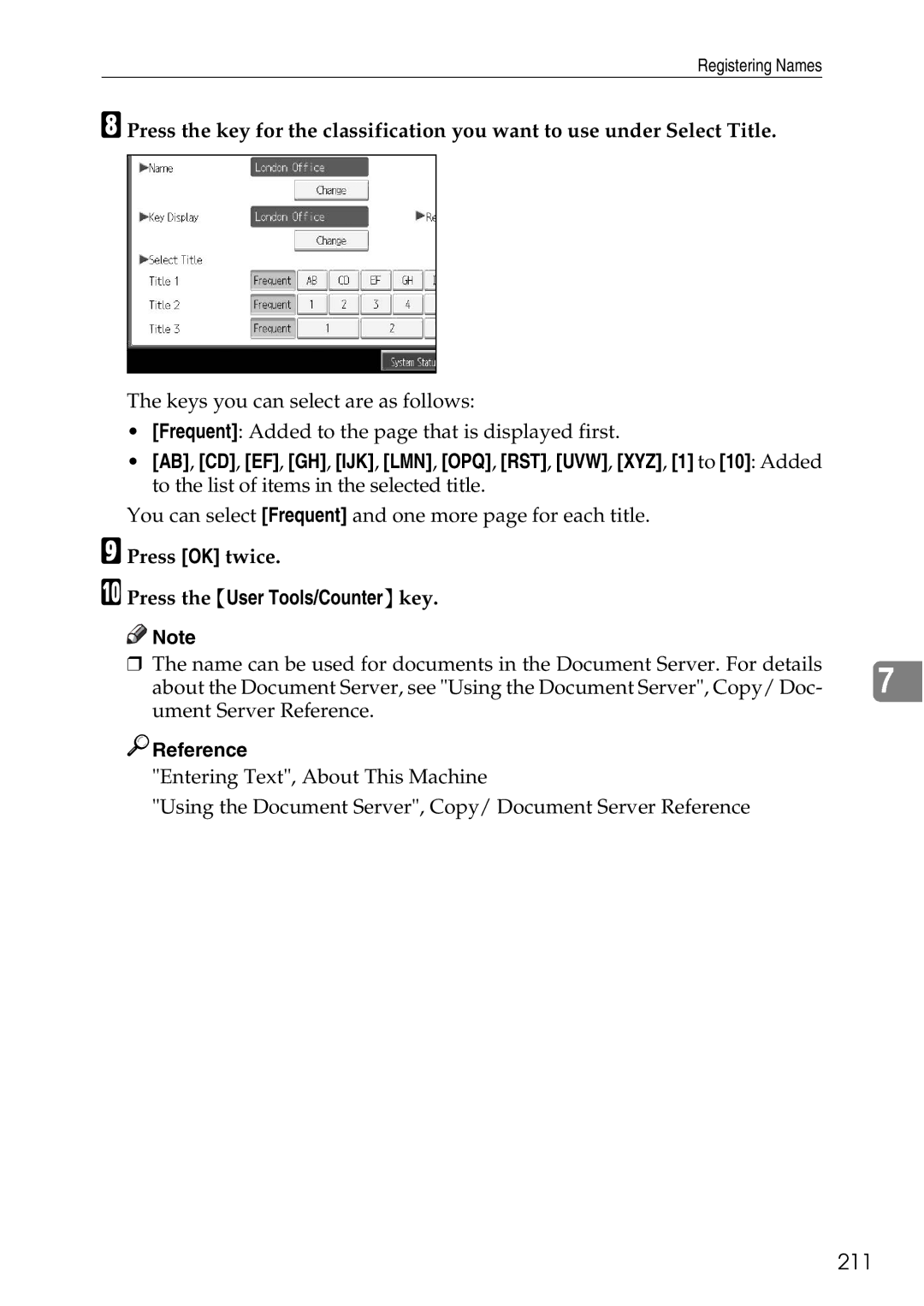 Ricoh LD435c operating instructions 211, Press OK twice 