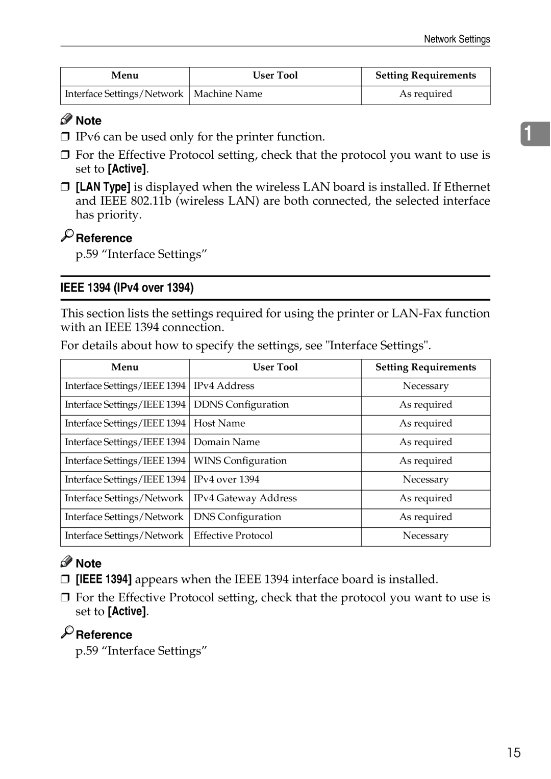 Ricoh LD435c operating instructions Ieee 1394 IPv4 over, IPv6 can be used only for the printer function 